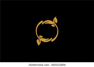 Circle green leaf logo design. Bio natural abstract vector. Circle leaves icon symbols.