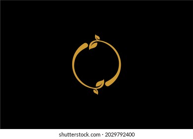Diseño del logo de la hoja verde circular. Vector biológico natural abstracto. El círculo deja símbolos de icono.