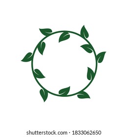 circle green leaf logo template 