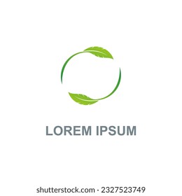 Circle green leaf organic logo vector image