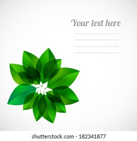 Circle of green leaves isolated on white background. Vector illustration with place for your text.