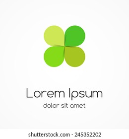 Circle green leaves logo template. Abstract eco sign, symbol. Environmental and nature care.