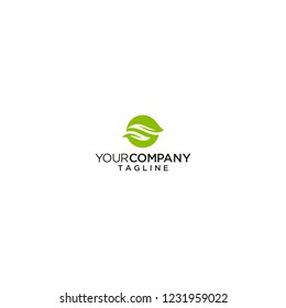 circle green leaves logo vector icon