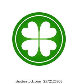 circle green lucky Coin Four Leaf Clover icon symbol design vector illustration