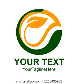circle green and orange leaf ecology nature element vector icon. leaf logo and abstract organic leaf logo.