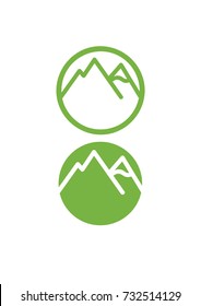 circle green simple minimal mountain icon logo for adventure and travel experience 