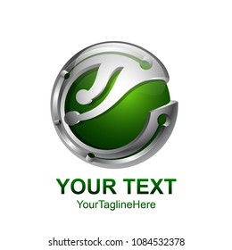 Circle green tech sphere logo template for your business