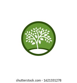 circle green tree logo design illustration