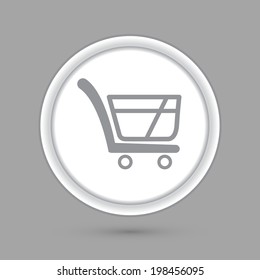 circle grey icon with a shadow. cart online store