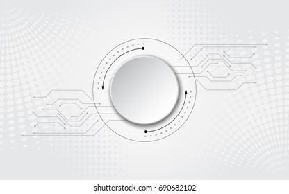 Circle grey white Abstract technological background with various technology elements