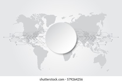 Circle grey white abstract technology with various element