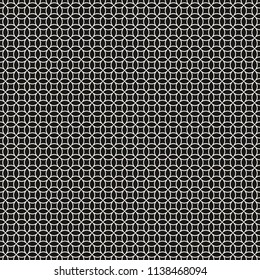 Circle grid seamless pattern. Subtle minimalist vector texture with thin lines, delicate mesh, net, lattice, lace. Simple abstract black and white geometric background, repeat tiles. Minimal design 