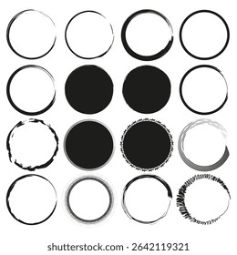 Circle grid shape. Abstract dotted form. Black white pattern. Vector symmetry layout.