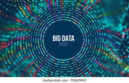 Ola de cuadrícula circular. Antecedentes científicos abstractos de grandes datos. Tecnología de innovación de grandes datos