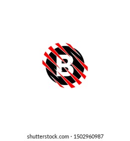 circle gripped with red claw B logo letter isolated with white background simple design suitable for technology