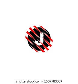 circle gripped with red claw J logo letter isolated with white background simple design suitable for technology