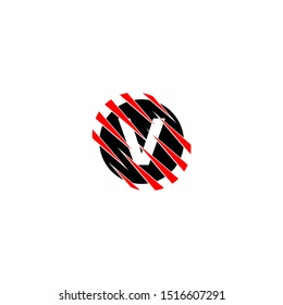 circle gripped with red claw V logo letter isolated with white background simple design suitable for technology