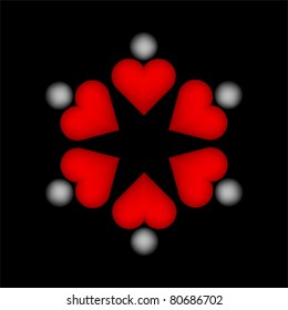 Circle group of people in the shape of heart. Teamwork flat icon