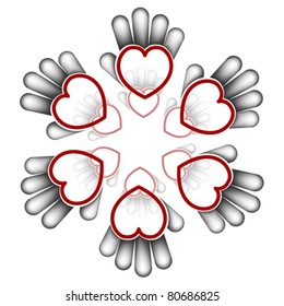Circle group of people in the shape of heart. Teamwork flat icon. Isolated on white