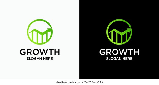 Circle growth chart vector logo design with arrow in modern, simple, clean and abstract style. Icon for business, consulting, finance and personal branding.