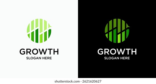 Circle growth chart vector logo design with arrow in modern, simple, clean and abstract style. Icon for business, consulting, finance and personal branding.