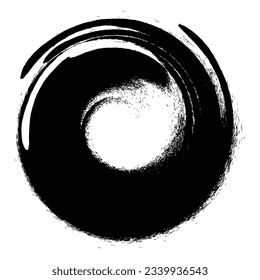 Elemento de diseño de grunge circular con textura de distrés. Golpe de pincel negro. Ilustración vectorial aislada en fondo blanco.