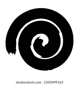Circle grunge design element with distress texture. Black brush stroke. Vector illustration isolated on white background.