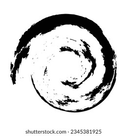 Circle grunge design element with distress texture. Black brush stroke. Vector illustration isolated on white background.