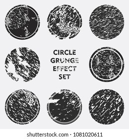 Circle Grunge Effect Collections. Banners, Insignia, Logos, Icons, Labels, and Badges Set.Vector Distress texture. Blank Shapes