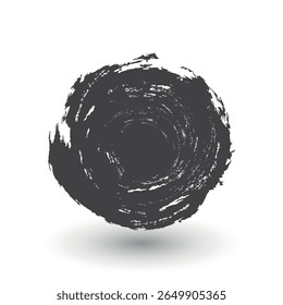 Circular quadro grunge. Formas redondas pretas em fundo branco. Pintura de traçado de pincel. Círculo de tinta do elemento de design do Grunge.