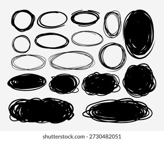 Kreis Grunge Rahmen Formen mit einem Pinsel gezeichnet Vektor Doodles Punkte Pinselstrich