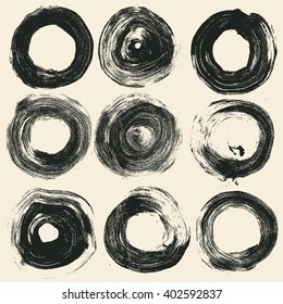 circle grunge halftone textures set. vector illustration
