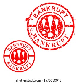 Circle Grunge Red Rubber Stamp Effect : Bankrupt, isolated on white
