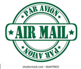 circle grunge stamp "air mail par avion"