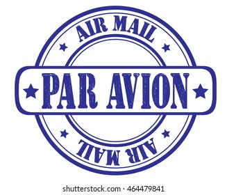 circle grunge stamp "air mail par avion"