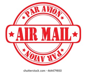 circle grunge stamp "air mail par avion"