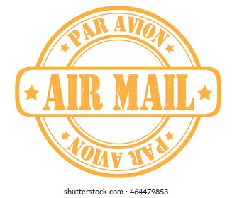 circle grunge stamp "air mail par avion"