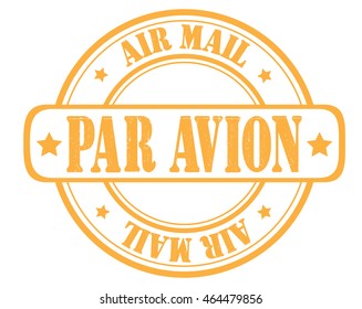 circle grunge stamp "air mail par avion"