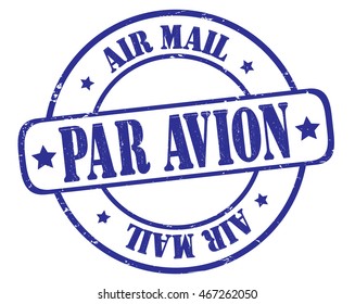 circle grunge stamp "Air mail, par avion"