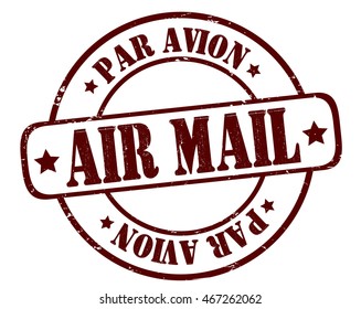 circle grunge stamp "Air mail, par avion"