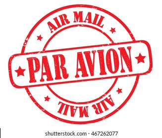 circle grunge stamp "Air mail, par avion"