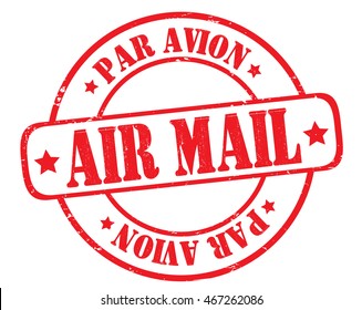 circle grunge stamp "Air mail, par avion"