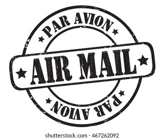 circle grunge stamp "Air mail, par avion"