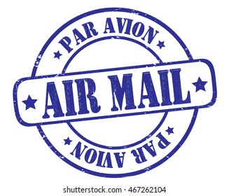 circle grunge stamp "Air mail, par avion"