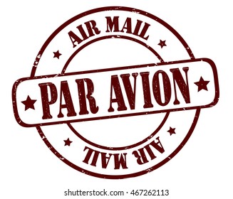 circle grunge stamp "Air mail, par avion"