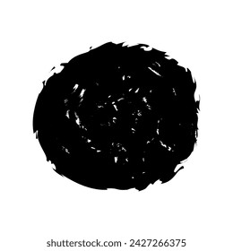 Sello de grunge circular. Un fondo circular de tinta negra dibujada a mano con un pincel.