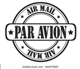 circle grunge stamp "par avion"