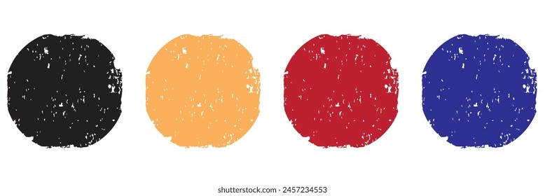 Juego de sellos Circle grunge. Vector redondo aislado sobre fondo blanco. Vector de sello. Colección para Plantilla de diseño de insignia, sello, tinta y sello grunge. Forma redonda del círculo dibujado a mano del grunge. EPS 10. Vector