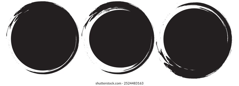 Circle grunge stamp set. Round vector isolated on white background. Yellow stamp vector. Collection for grunge badge, seal, ink and stamp design template. Round grunge hand drawn circle shape, vector