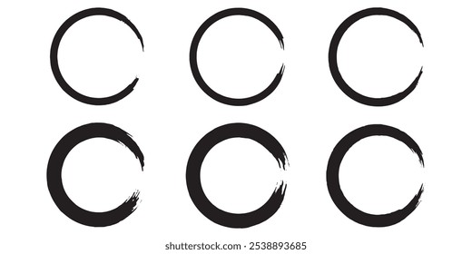 Circle grunge stamp set. Round vector isolated on white background. Black stamp vector. Collection for grunge badge, seal, ink and stamp design template. Round grunge hand drawn circle shape, vector